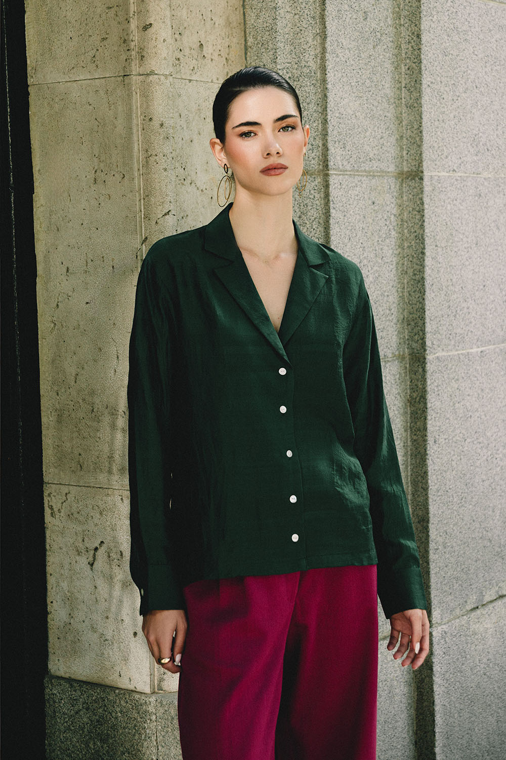 Forest Green Silk Shirt
